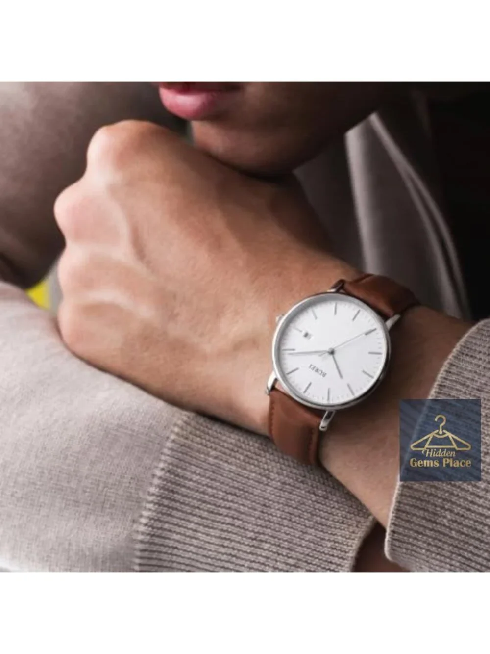 Ultra Thin Minimalist Men Watch Analog Waterproof Leather Stainless Steel